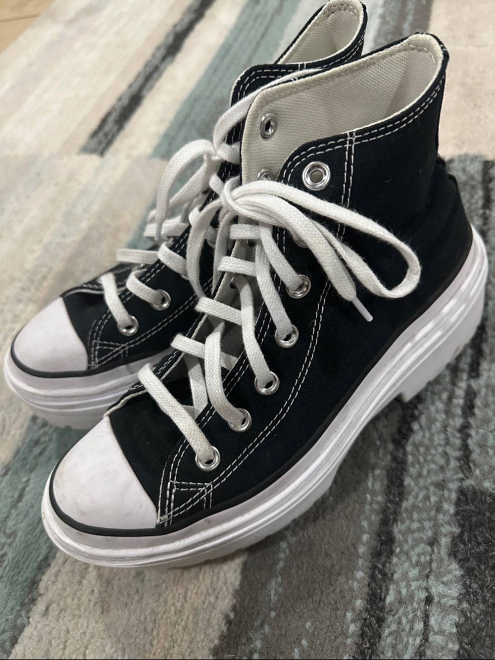 High-Top Black Canvas Lace-Up Sneakers